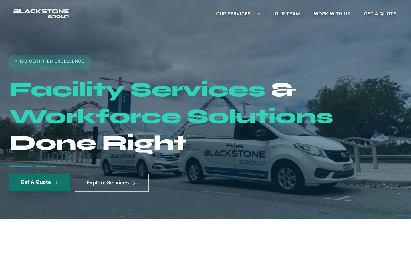 Blackstone Group website showing facility services and capabilities